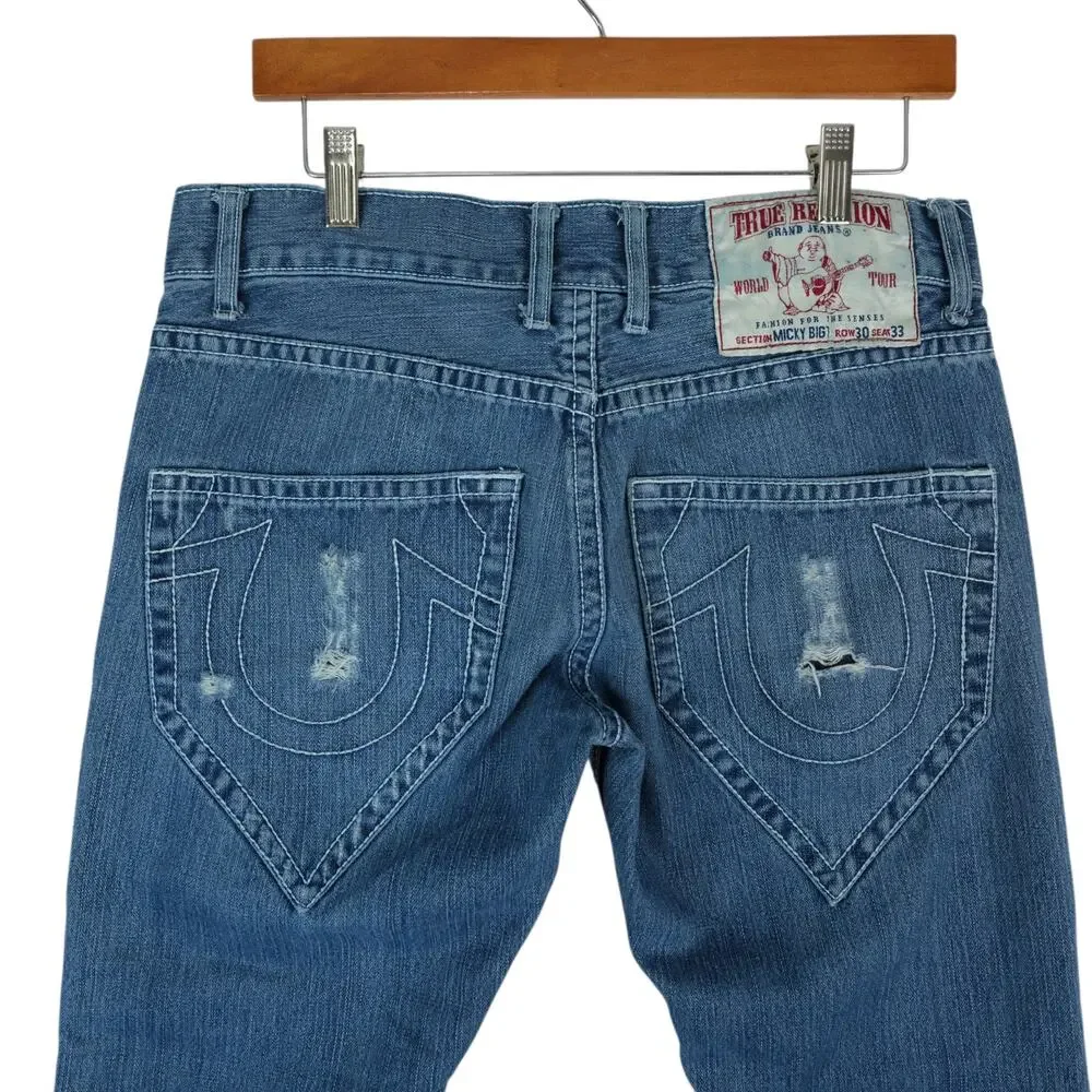 True Religion Jeans Mens 33x30 (Fit 32x28) Micky Big T Skinny World Tour‎